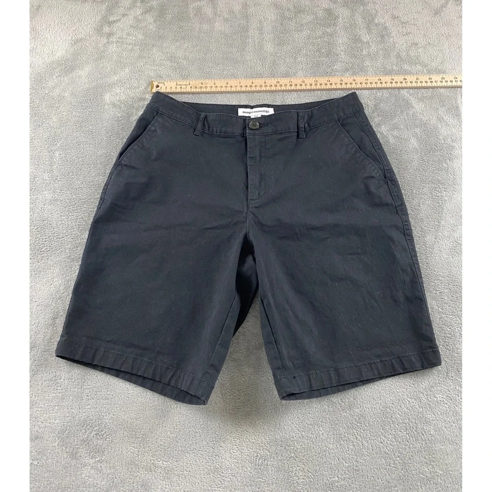 Amazon‎ Essentials Mens Chino Shorts Black Size 14 Cotton Blend Casual Summer